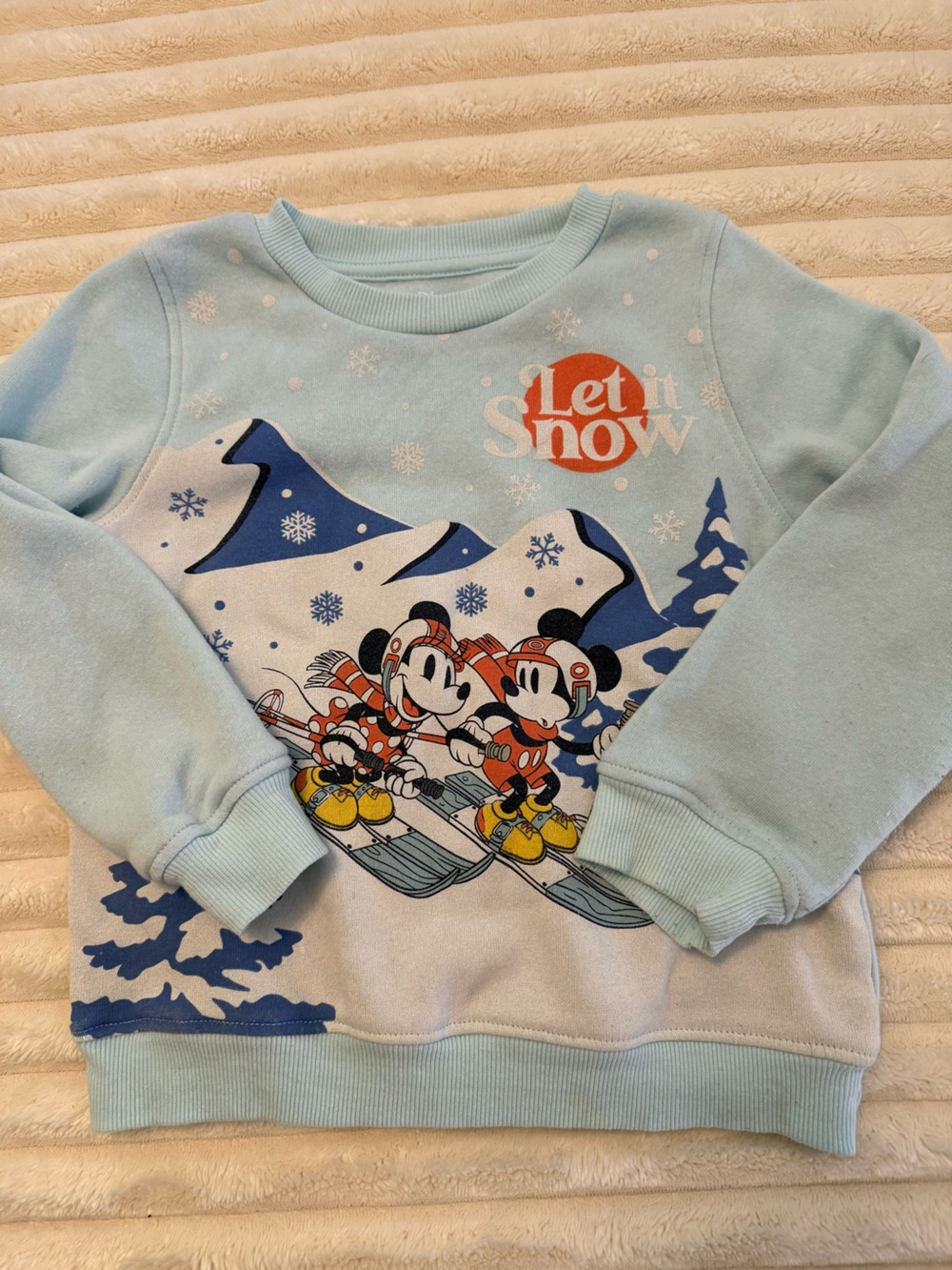 4T Disney Mickey & Minnie 'Let It Snow' Light Blue Sweatshirt